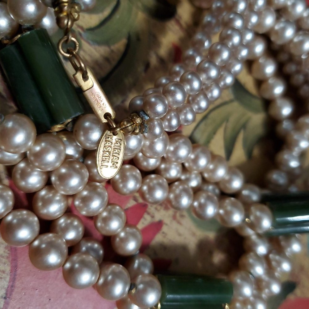 Rare vintage Miriam Haskell 3-strand necklace